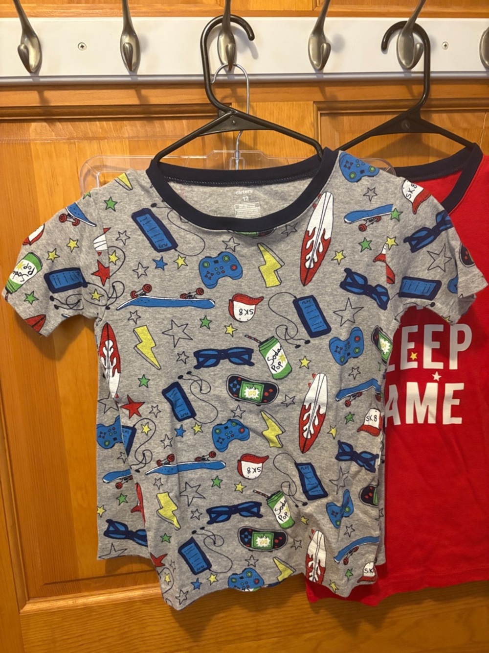 Carter's Boys Short-Sleeve Gaming Pajama Tops - Red & Gray - Picture 6 of 12